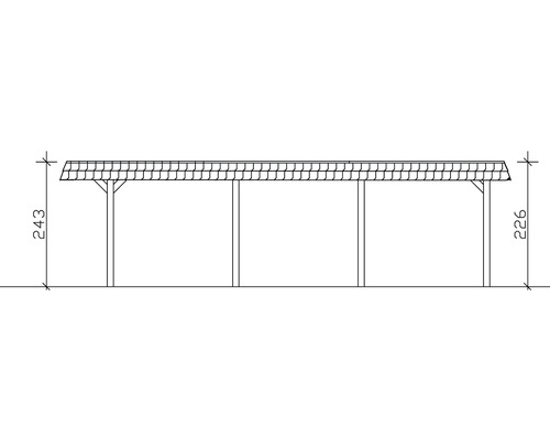 Technische Zeichnung eines Carports mit Maßangaben