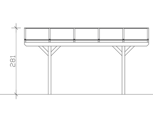 Dessin technique d''un pavillon en bois avec indication de la dimension 281