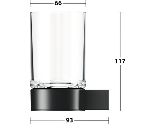 Gobelet à brosse à dents avec support mural et indications de dimensions