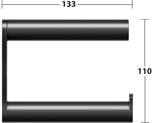 Abmessungen eines Toilettenpapierhalters: 133 mal 110 Millimeter