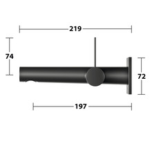 Abmessungen einer schwarzen Waschtischarmatur