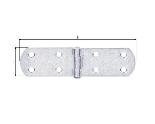 Verzinktes Scharnier mit Größenangaben