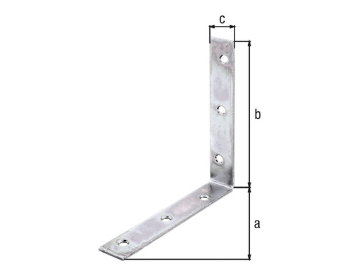 Équerre d''assemblage avec dimensions a, b et c