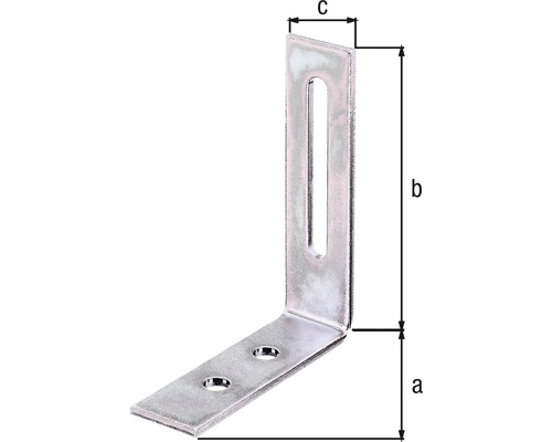 Winkelverbinder aus Metall mit Schlitz und Bohrungen zur Befestigung