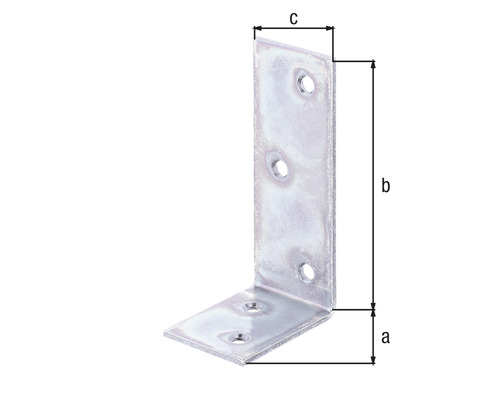 Winkelverbinder mit Abmessungsangaben a, b und c.