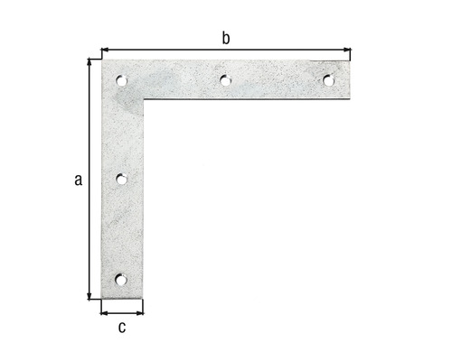 Équerre d''assemblage avec dimensions a, b et c