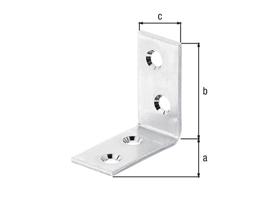Equerre d''assemblage métallique avec trous de perçage et indications de dimensions