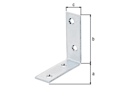 Equerre d''assemblage avec dimensions a, b et c