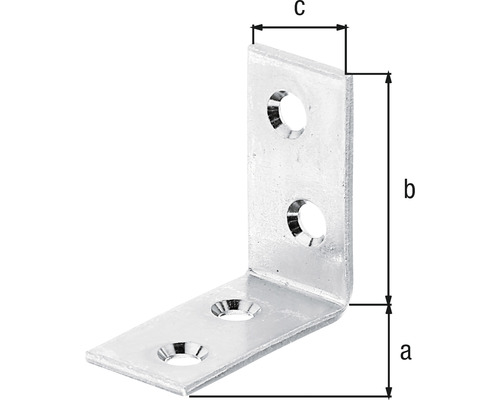 Connecteur d''angle avec trous et indication des dimensions