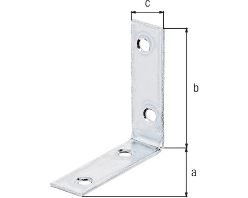 Equerre de fixation avec dimensions a, b et c