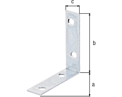 Equerre de fixation avec trous et indications de dimension