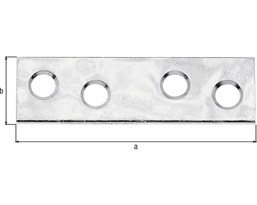 Metallverbinder mit vier Löchern und Maßangaben