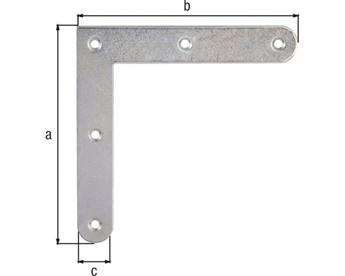 Equerre de fixation avec les dimensions a, b et c