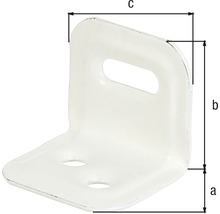 Equerre de fixation avec les dimensions a, b et c pour la fixation