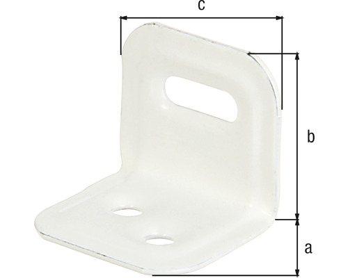 Equerre de fixation avec les dimensions a, b et c pour la fixation
