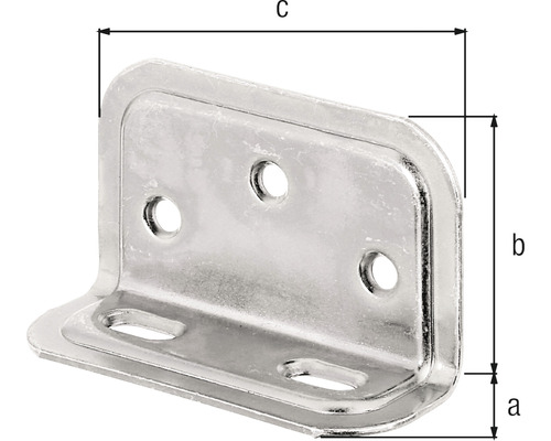 Winkelverbinder aus Metall mit Massangaben