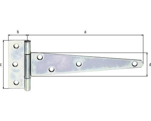 Penture en T avec dimensions
