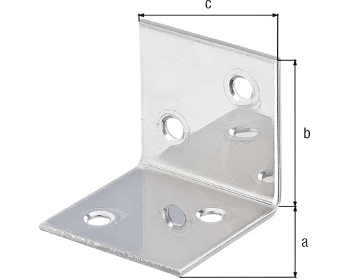 Equerre d''assemblage avec les dimensions a, b et c