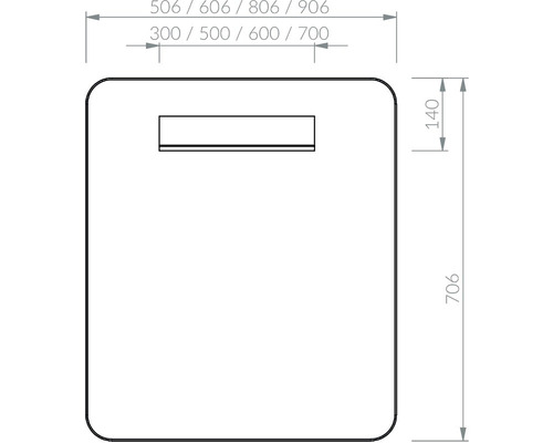Schéma technique d''un miroir avec dimensions