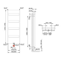 SCHULTE Designheizkörper Turin 1703 x 505 mm weiss matt mit Mittelanschluss