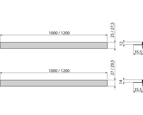 Dessin technique de deux tasseaux en bois avec dimensions