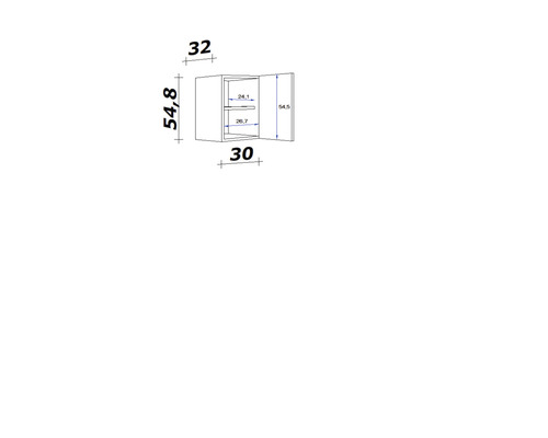 Dessin technique d''une armoire murale avec dimensions.