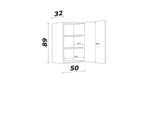 Dessin technique d''un meuble haut avec dimensions