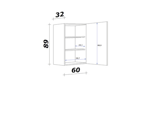 Dessin technique d''un meuble haut avec dimensions.