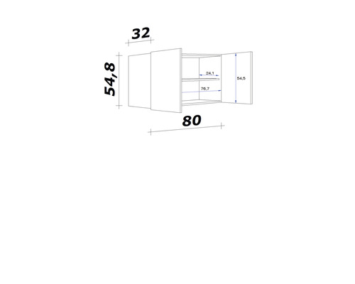 Dessin technique d''un meuble haut avec dimensions.