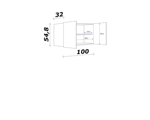 Dessin technique d''une armoire murale avec dimensions.