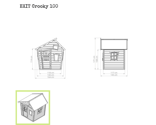 Abmessungen EXIT Crooky 100 Spielhaus