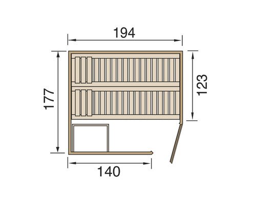 Plan d''une sauna avec dimensions