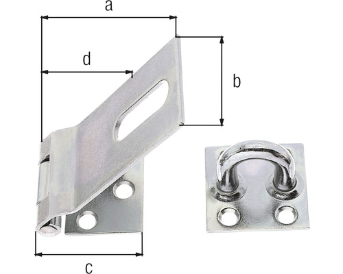 Illustration d''un verrou avec œillet et indications de mesure