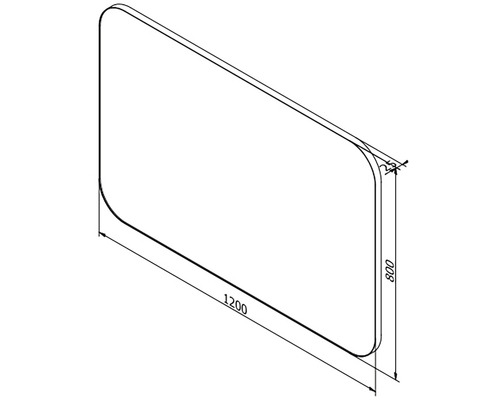 Schéma technique d''une paroi de douche rectangulaire mesurant 1200 x 800 millimètres.