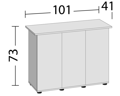 Schrank mit drei Türen und den Maßen 101 x 41 x 73 cm