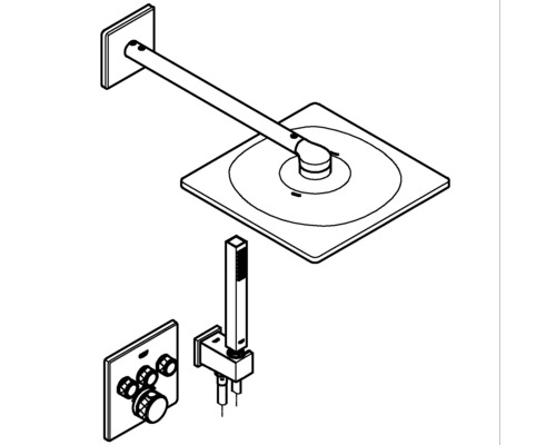 Duschsystem mit Kopfbrause, Handbrause und Thermostat