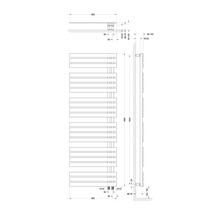 Schéma technique d'un radiateur avec indications de mesure