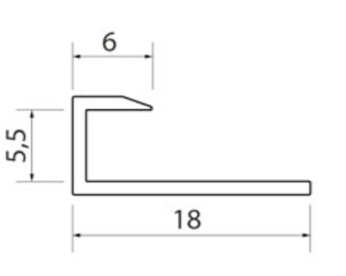 Dessin technique d''un profilé d''angle avec indications de dimensions