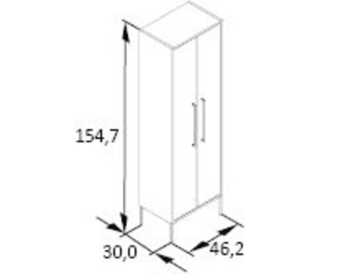 Schéma technique d''une armoire haute avec dimensions