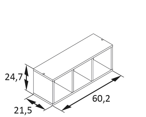 Dessin technique d''une étagère avec les dimensions.