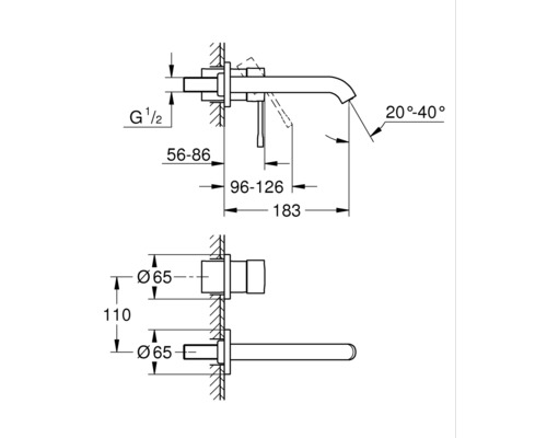 Dessin technique d''un robinet avec indications de mesure