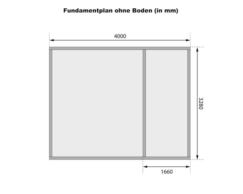 Plan de fondation sans sol avec dimensions en millimètres