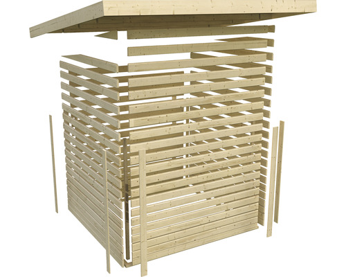 Image d''un cabanon en bois en construction brute avec des poutres en bois