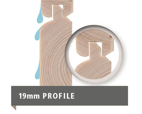 Bois profilé de 19 millimètres avec assemblage rainure languette et écoulement d''eau