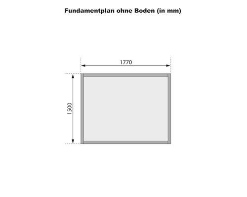 Plan de fondation sans sol avec indications de dimension en millimètres