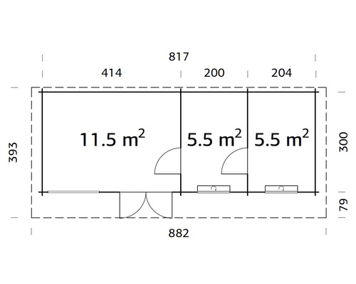 Plan d''un abri de jardin avec indication des surfaces