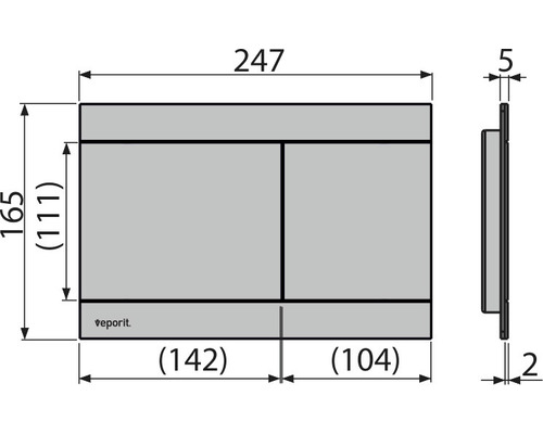 Technische Zeichnung eines Spülkastens mit Maßangaben