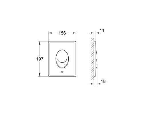 Schéma technique d''une plaque de commande mesurant 156 sur 197 millimètres