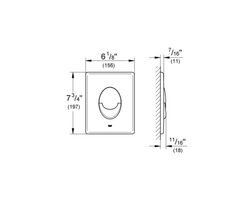 Schéma technique d''une plaque de commande avec dimensions
