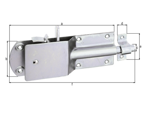 Image d''un verrou de porte avec indications de dimensions.